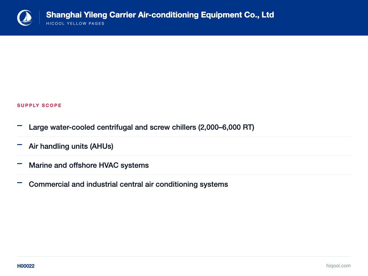 Shanghai Yileng Carrier Air-conditioning Equipment Co., Ltd — supply scope | Hicool Yellow Pages