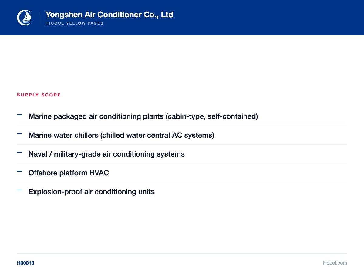 Yongshen Air Conditioner Co., Ltd — supply scope | Hicool Yellow Pages